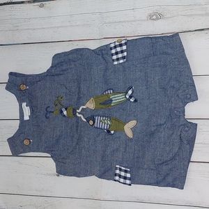 6/9 months Mudpie brand baby boy outfit Only wore 2x Fishing